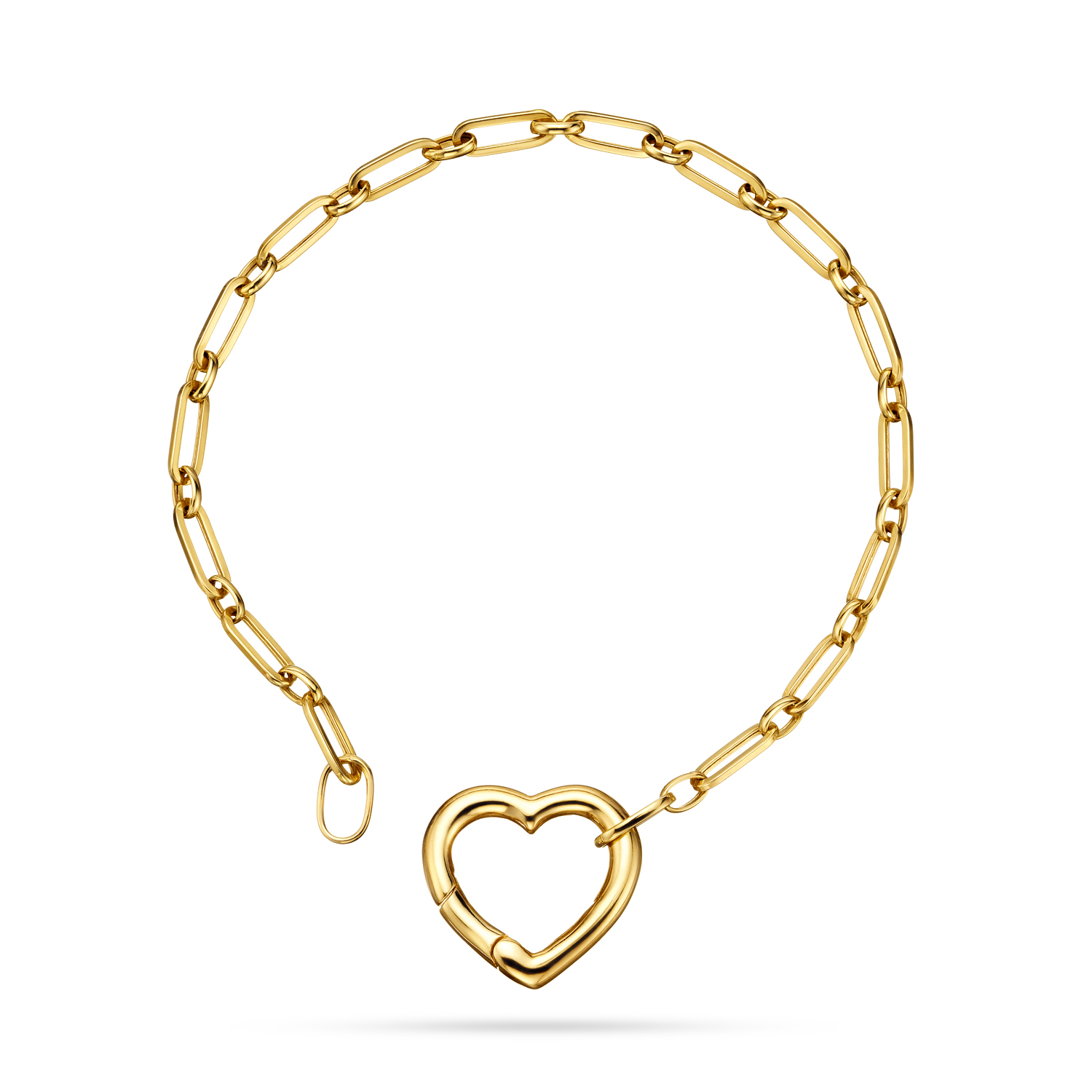 Złota bransoletka ogniwa z ozdobnym zapięciem w kształcie serca z kolekcji Chain